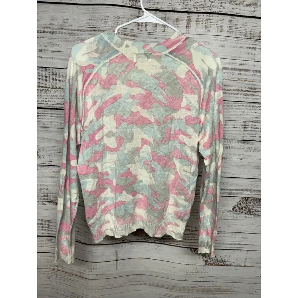 27 Miles Sweater Womens Small Pastel Camo Coastal Malibu Linen Cotton